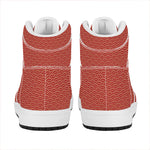 Red Japanese Wave Pattern Print High Top Leather Sneakers