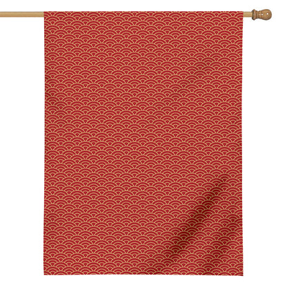 Red Japanese Wave Pattern Print House Flag