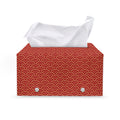 Red Japanese Wave Pattern Print Leather Tissue Box Cover
