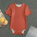Red Japanese Wave Pattern Print Men's Bodysuit