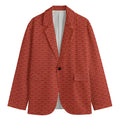 Red Japanese Wave Pattern Print Men's Cotton Blazer