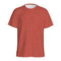 Red Japanese Wave Pattern Print Men's Athletic T-Shirt