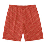Red Japanese Wave Pattern Print Men's Swim Trunks