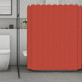 Red Japanese Wave Pattern Print Polyester Shower Curtain