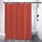 Red Japanese Wave Pattern Print Premium Shower Curtain