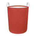 Red Japanese Wave Pattern Print Round Laundry Basket