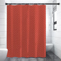 Red Japanese Wave Pattern Print Shower Curtain