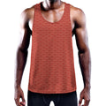 Red Japanese Wave Pattern Print Men's Workout Tank Top