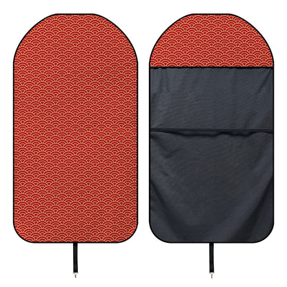 Red Japanese Wave Pattern Print Waterproof Car Seat Cover