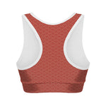 Red Japanese Wave Pattern Print Women's Sports Bra