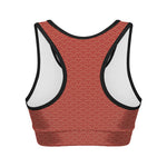 Red Japanese Wave Pattern Print Women's Sports Bra