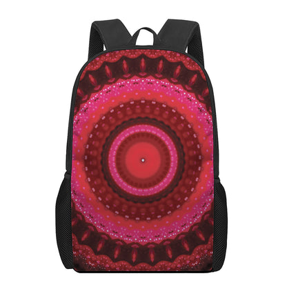 Red Kaleidoscope Print 17 Inch Backpack