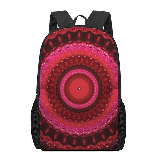 Red Kaleidoscope Print 17 Inch Backpack