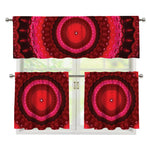 Red Kaleidoscope Print 3 Piece Kitchen Curtains