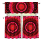 Red Kaleidoscope Print 3 Piece Kitchen Curtains