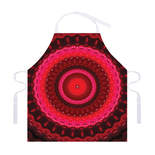 Red Kaleidoscope Print Adjustable Apron
