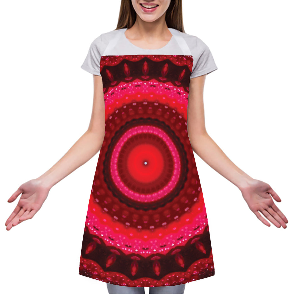 Red Kaleidoscope Print Adjustable Apron