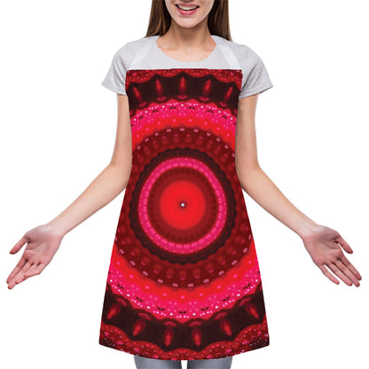 Red Kaleidoscope Print Adjustable Apron