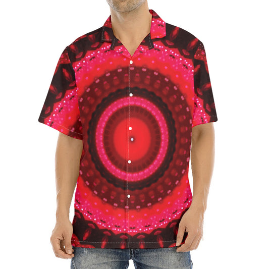 Red Kaleidoscope Print Aloha Shirt