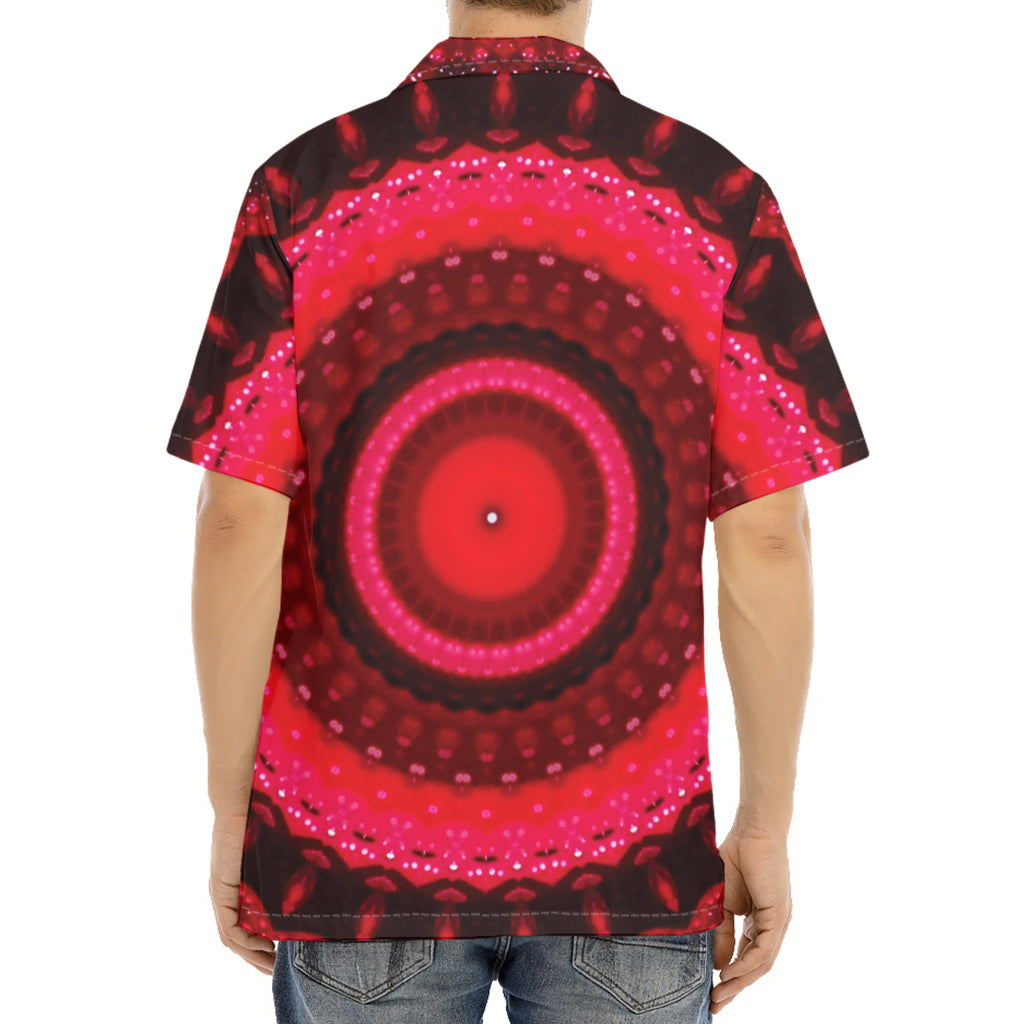 Red Kaleidoscope Print Aloha Shirt