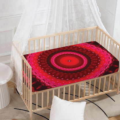 Red Kaleidoscope Print Baby Crib Sheet