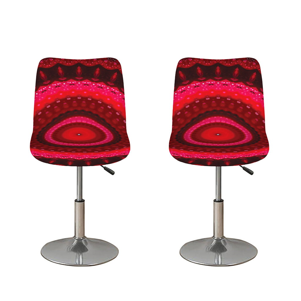 Red Kaleidoscope Print Bar Stool Covers