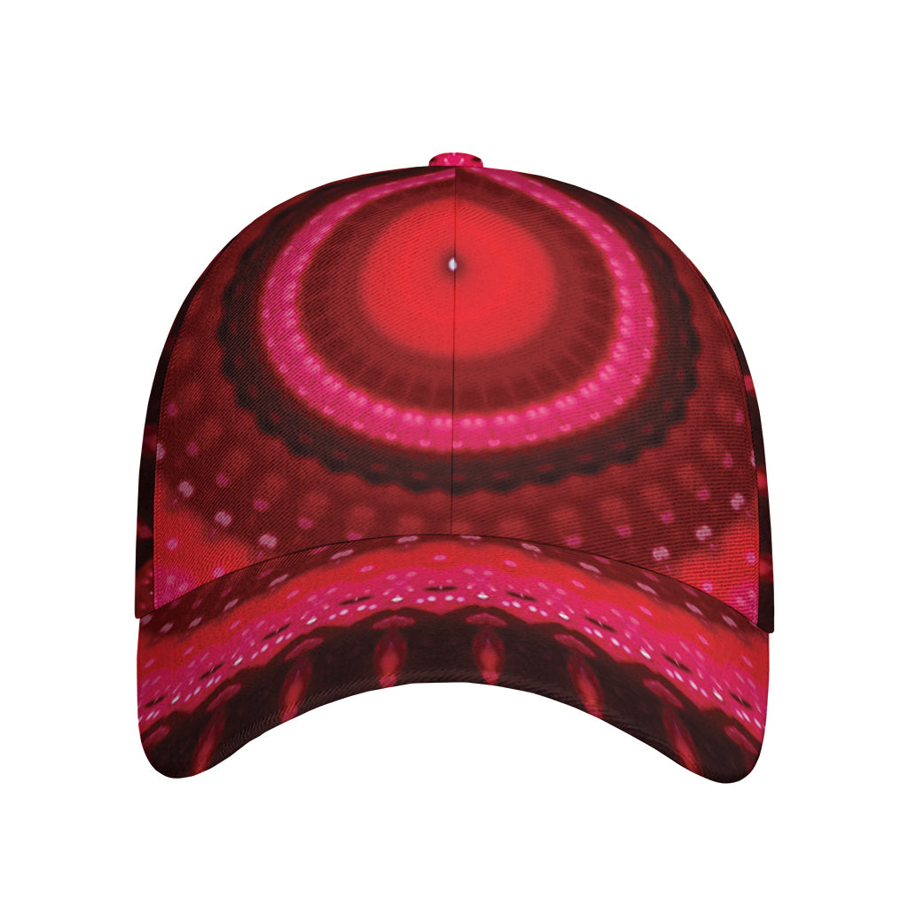 Red Kaleidoscope Print Baseball Cap
