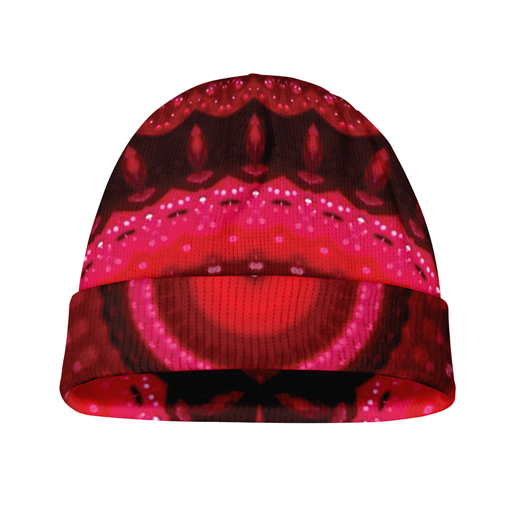 Red Kaleidoscope Print Beanie