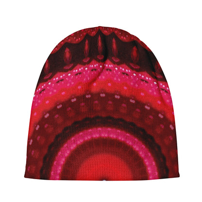 Red Kaleidoscope Print Beanie