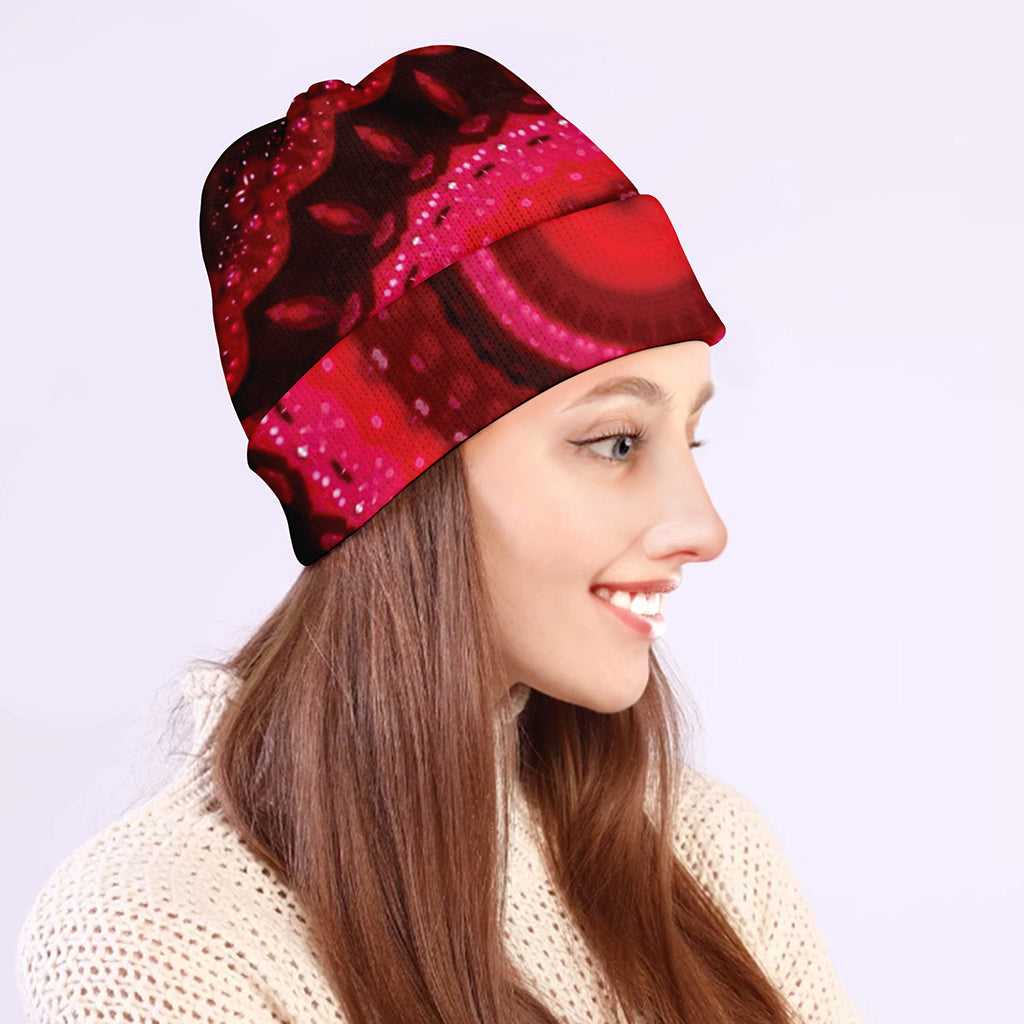 Red Kaleidoscope Print Beanie