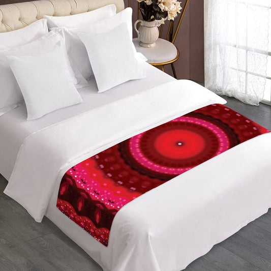 Red Kaleidoscope Print Bed Runner