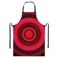 Red Kaleidoscope Print Bib Apron With Pocket