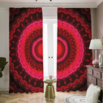 Red Kaleidoscope Print Blackout Pencil Pleat Curtains