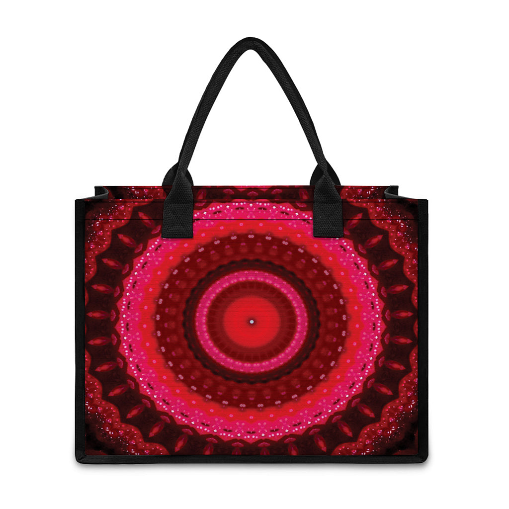 Red Kaleidoscope Print Canvas Tote Bag