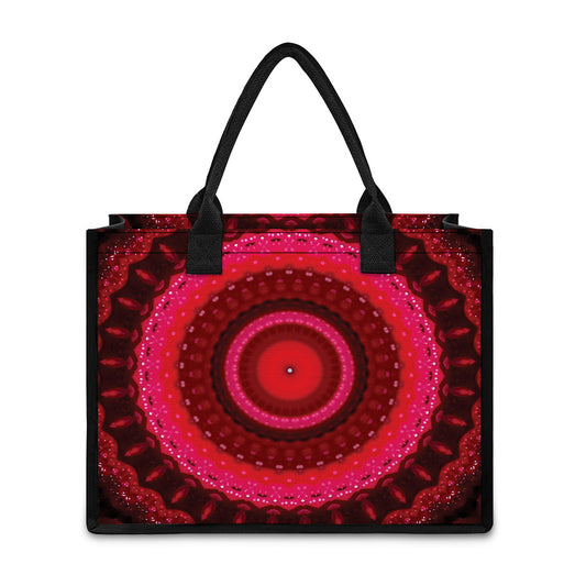 Red Kaleidoscope Print Canvas Tote Bag