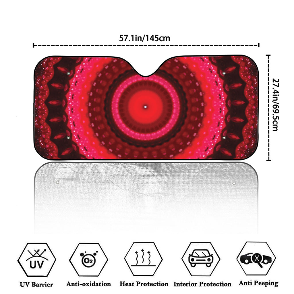 Red Kaleidoscope Print Car Windshield Sun Shade