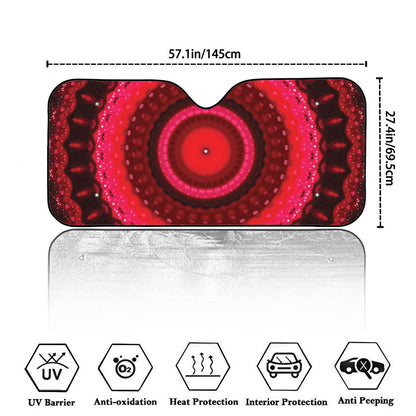 Red Kaleidoscope Print Car Windshield Sun Shade