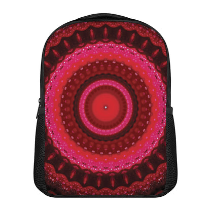 Red Kaleidoscope Print Casual Backpack