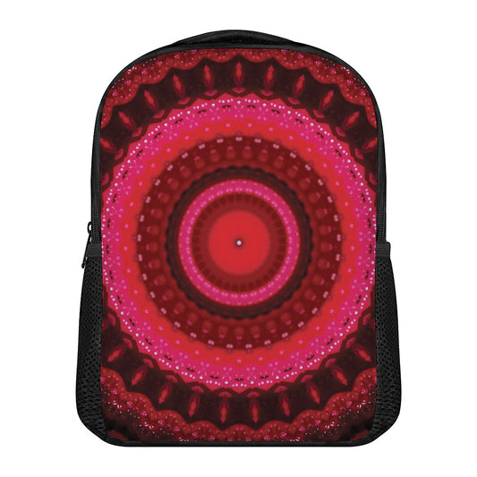 Red Kaleidoscope Print Casual Backpack