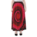 Red Kaleidoscope Print Chiffon Maxi Skirt