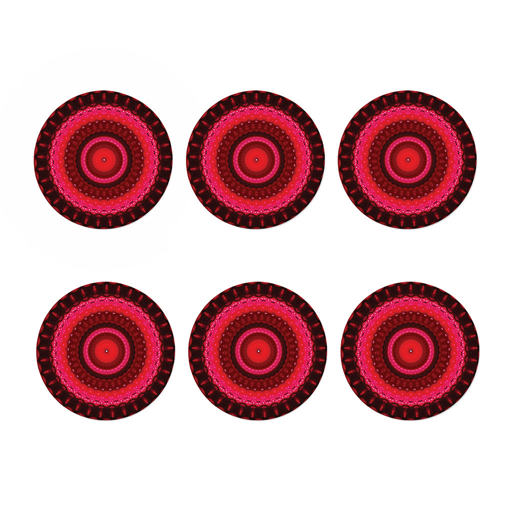 Red Kaleidoscope Print Coaster Set