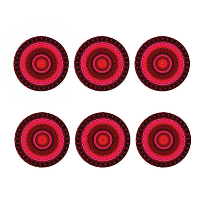 Red Kaleidoscope Print Coaster Set