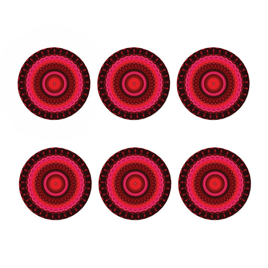 Red Kaleidoscope Print Coaster Set