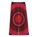 Red Kaleidoscope Print Cotton Front Slit Maxi Skirt