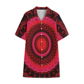 Red Kaleidoscope Print Cotton Hawaiian Shirt