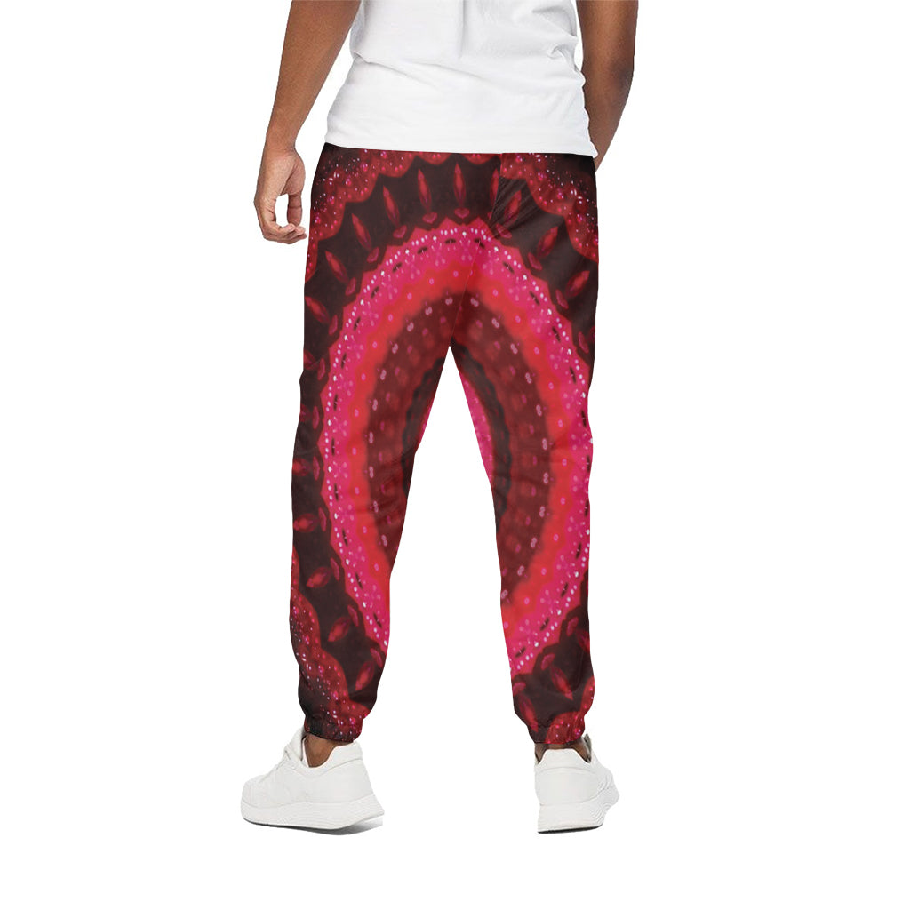 Red Kaleidoscope Print Cotton Pants