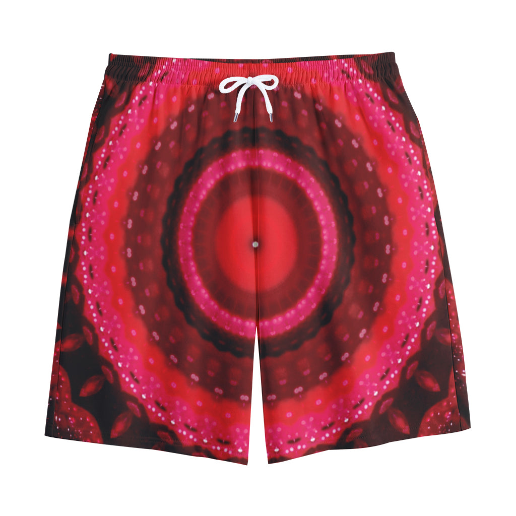 Red Kaleidoscope Print Cotton Shorts