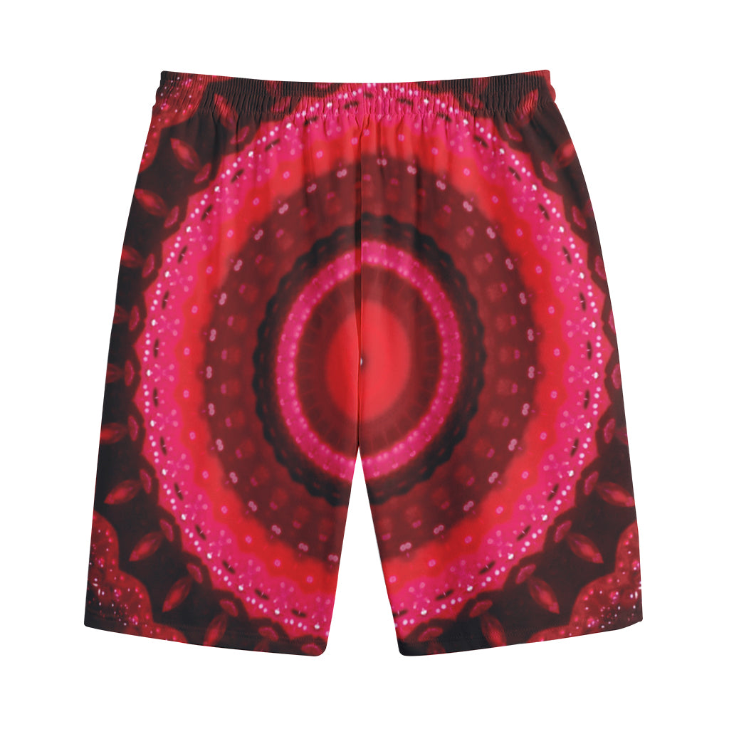 Red Kaleidoscope Print Cotton Shorts