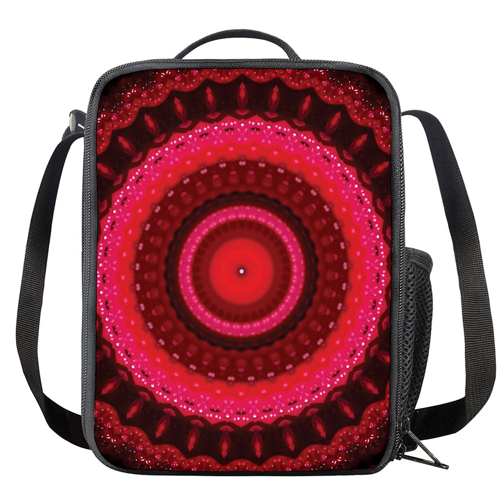 Red Kaleidoscope Print Crossbody Lunch Bag
