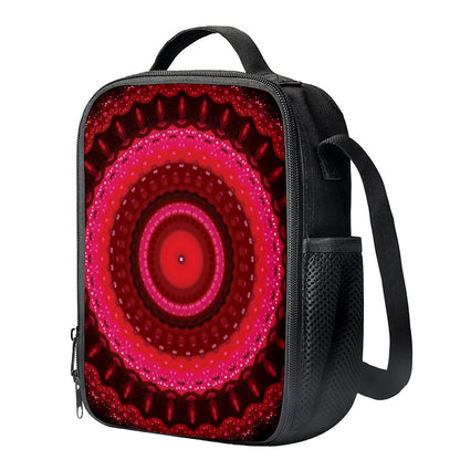 Red Kaleidoscope Print Crossbody Lunch Bag